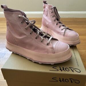 NWB Shoto Pink Leather High Top Sneakers